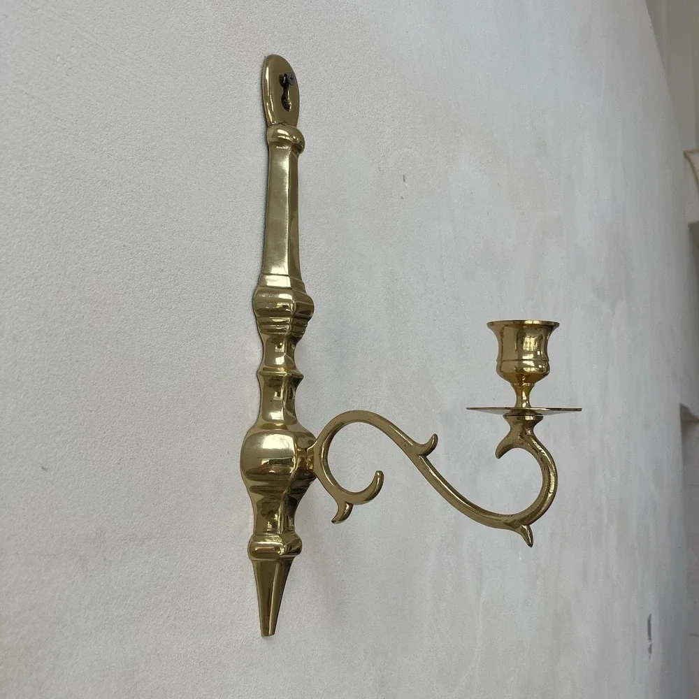 Vintage Mid Century‎ Solid Brass Piano Wall Sconce Candle Holder